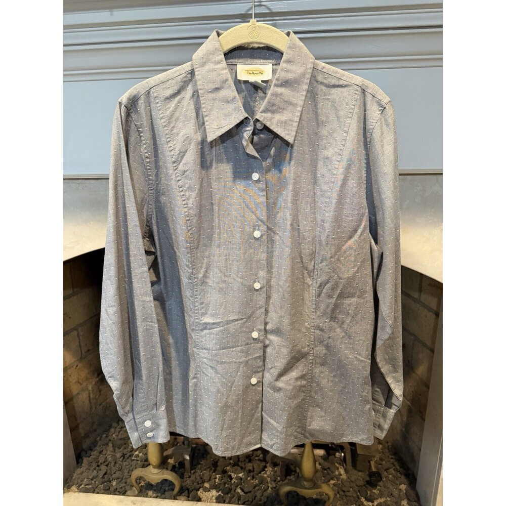Talbots Long Sleeve Button Front Tailored Top Size 10